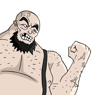 karikatür güçlü yaratık vektör çizimi 