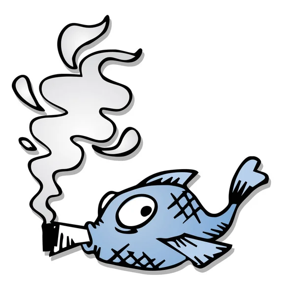 Funny Fish Smoking Vector Illustration — Wektor stockowy