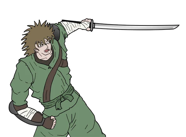 Samurajský Meč Útok Vektorové Ilustrace — Stockový vektor