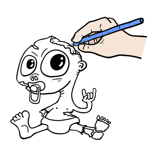 Kreslení Zombie Baby Vektor Ilustrace — Stockový vektor