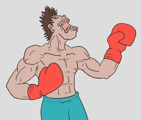 Boxeo Hombre Vector Ilustración — Vector de stock