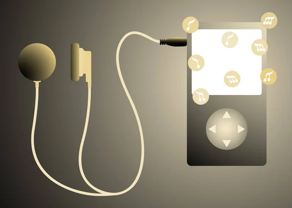 Ilustração Vetorial Fundo Musical Com Ipod —  Vetores de Stock