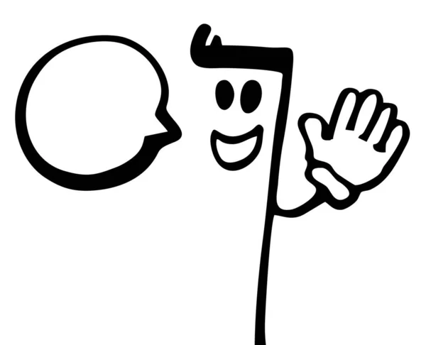メッセージバブルの手描きコミックキャラクターのベクトルイラスト — ストックベクタ