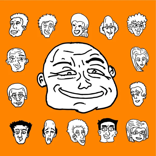 Background Cartoon Faces Different Expressions — Vector de stock