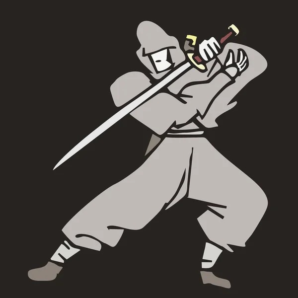 Attaque Épée Samouraï Avec Épée Illustration Vectorielle — Image vectorielle