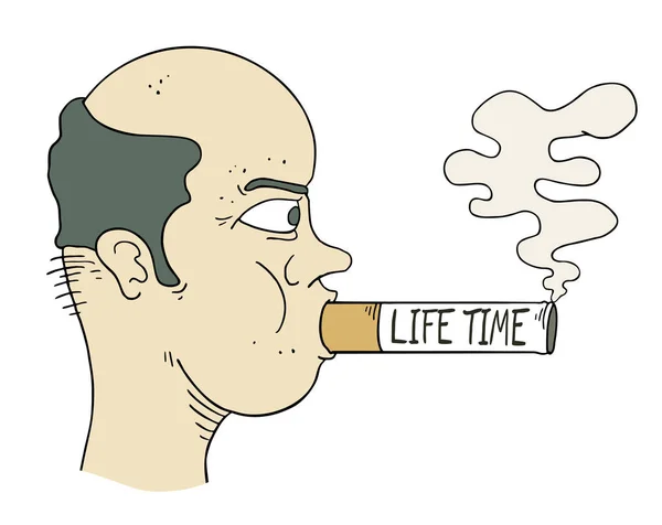 Человек Курит Большую Иллюстрацию Вектора Сигар — стоковый вектор