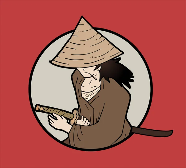 Samurai Desenhar Ilustração Vetorial —  Vetores de Stock