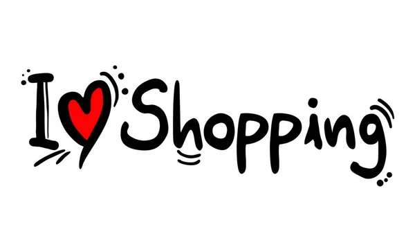 Shopping Amore Messaggio Vettore Illustrazione — Vettoriale Stock