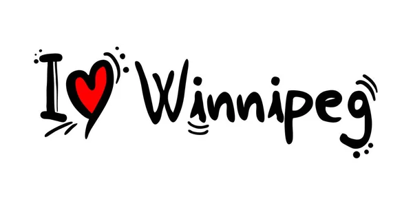 Winnipeg Ciudad Canadá Mensaje Amor — Vector de stock