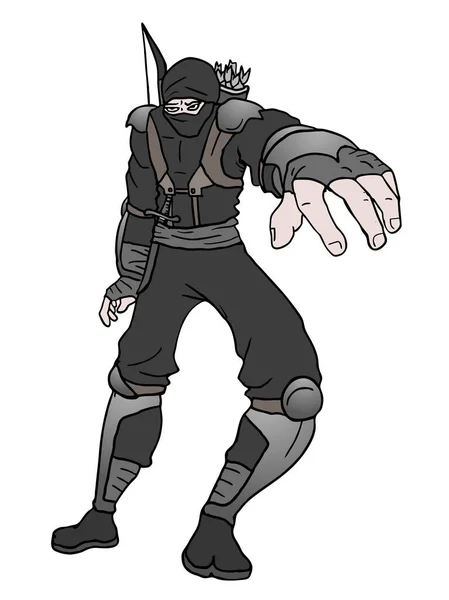 Svart Ninja Vektor Illustration — Stock vektor