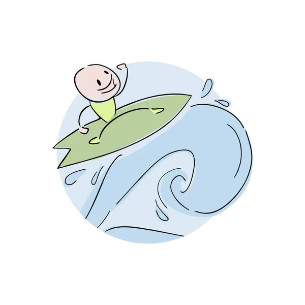 Dessin Animé Surf Homme Vectoriel Illustration — Image vectorielle