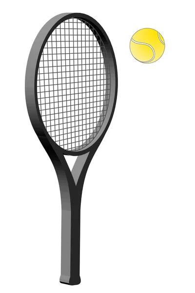 Tenisz Ütő Labda Elszigetelt Fehér Alapon — Stock Vector
