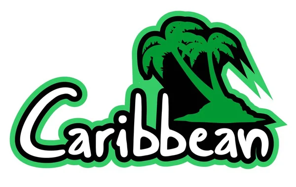 Praia Caribbean Vetor Ilustração —  Vetores de Stock