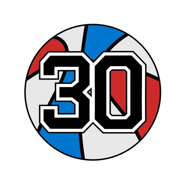 Bola Baloncesto Símbolo Witn Número — Vector de stock