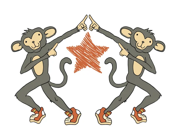 Dança Macaco Vetor Ilustração — Vetor de Stock