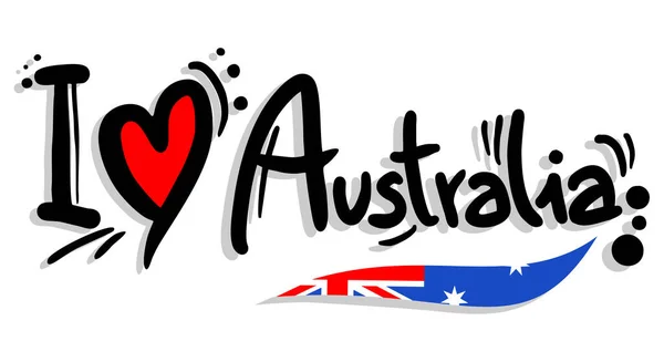 Miluju Austrálii Ručně Psaný Text Bílém Pozadí Vektorová Ilustrace — Stockový vektor