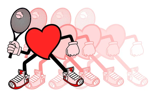 Kreslené Ilustrace Několika Sportovních Lidí Tvaru Srdce — Stockový vektor