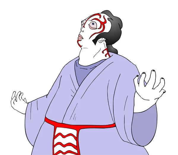 Kabuki Teater Karaktär Vektor Illustration — Stock vektor