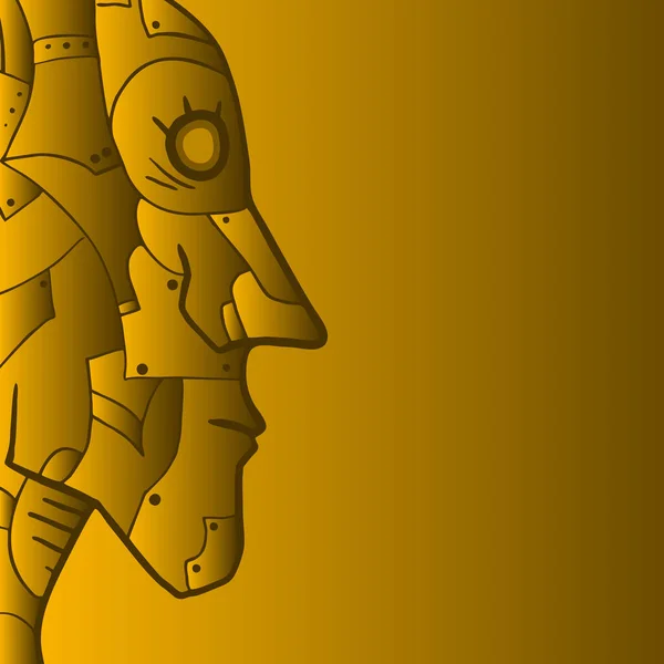 Gouden Robot Vector Illustratie — Stockvector