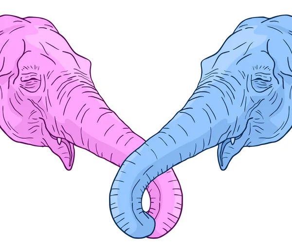 Elephant Liefde Vector Illustratie — Stockvector