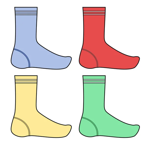 Cuatro Calcetines Color Vector Ilustración — Archivo Imágenes Vectoriales