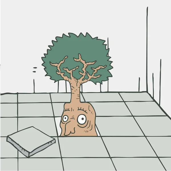 Fantasievoller Baum Raum Vektor Illustration — Stockvektor