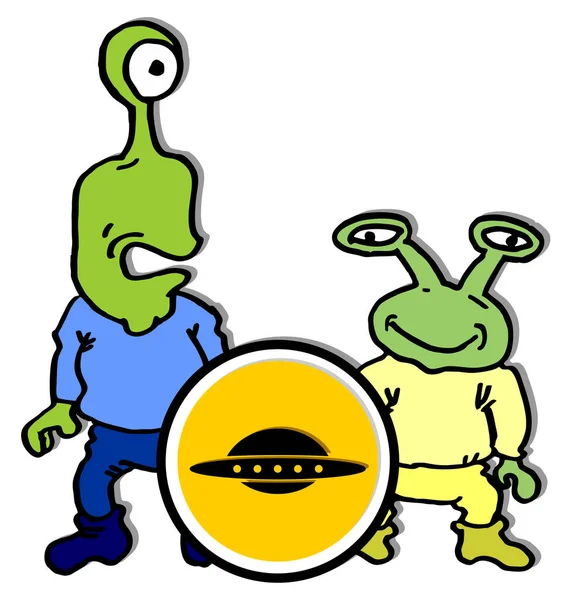 Cartoon Alien Symbol Vector Illustration — Image vectorielle