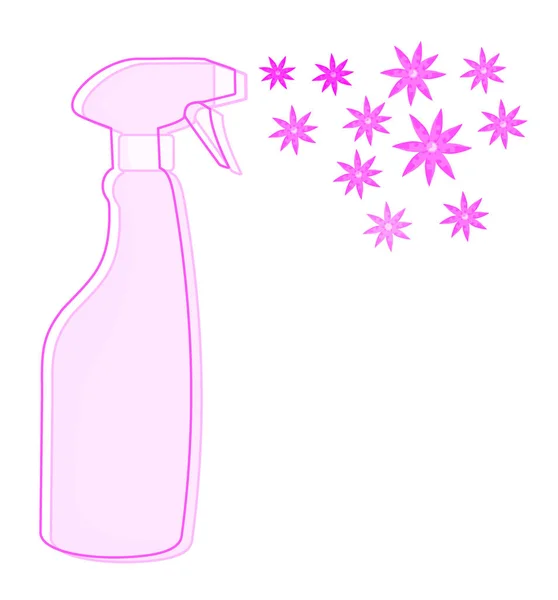 Cleaning Spray Bottle Detergent Liquid Soap Bubbles Vector Illustration — Stock vektor