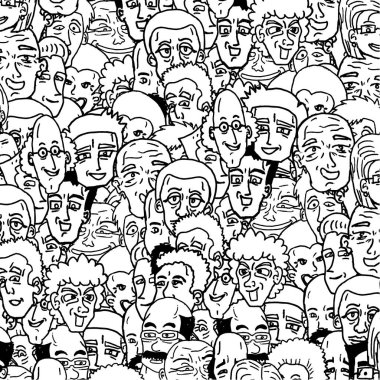 Elle çizilmiş karikatür insanları kusursuz desen. vektör