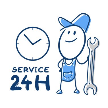 24 saat servis vektörü illüstrasyonu