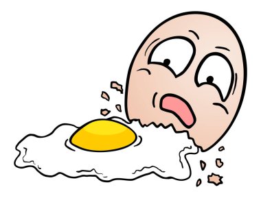 Komik kırık yumurta vektörü çizimi