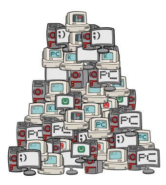 Birçok bilgisayar vektör illüstrasyonu