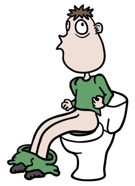 Tuvalet vektörü illüstrasyonundaki komik karakter