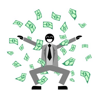 Parası ve dolar sembolü olan iş adamı