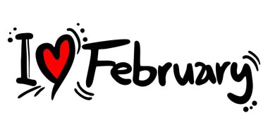 Şubat ayı aşk vektörü illüstrasyonu