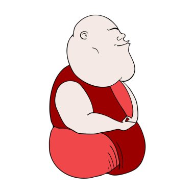 Komik adam vektör çizimi yapıyor.