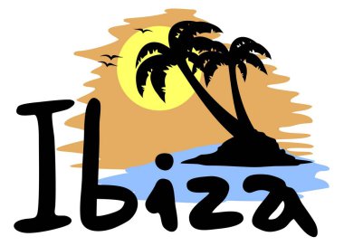İbiza güneş vektör illüstrasyonu