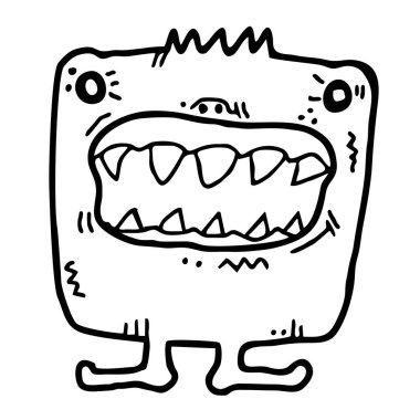 Beyaz arka planda vektör, ürkütücü dinozor karikatürü