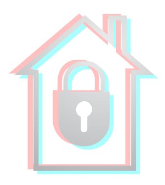 Evin anahtarı simgesi. Beyaz arkaplanda izole edilmiş web tasarımı için asma kilit vektör simgelerinin izometriği