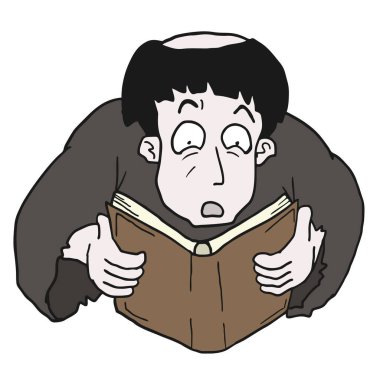 Kitap okuyan bir adamın karikatür çizimi
