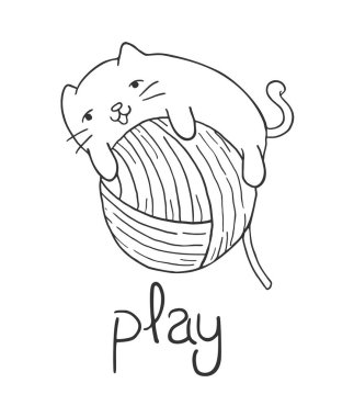 kedi çizim vektör çizimi oynuyor