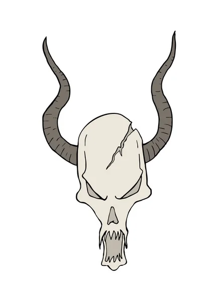 Demon Skull Horns Vector Illustration — Vector de stock