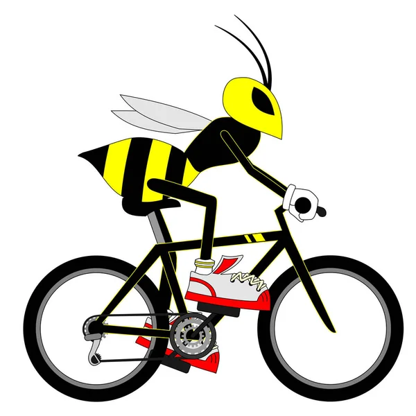 Vector Illustratie Van Bijeninsect Fiets — Stockvector