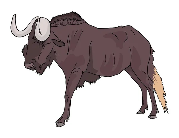 Wildebeest Icono Vector Ilustración — Vector de stock