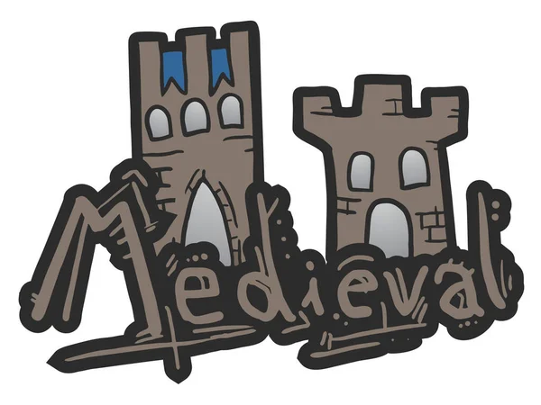 Middeleeuwse Kasteel Vector Illustratie — Stockvector