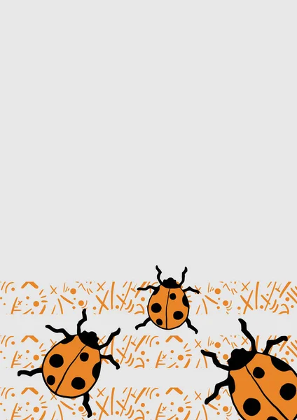 Frame Orange Ladybug Vector Illustration — 스톡 벡터