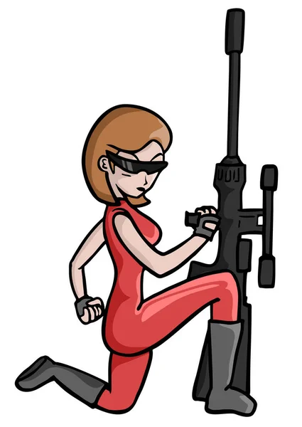 Femme Cool Avec Pistolet — Image vectorielle