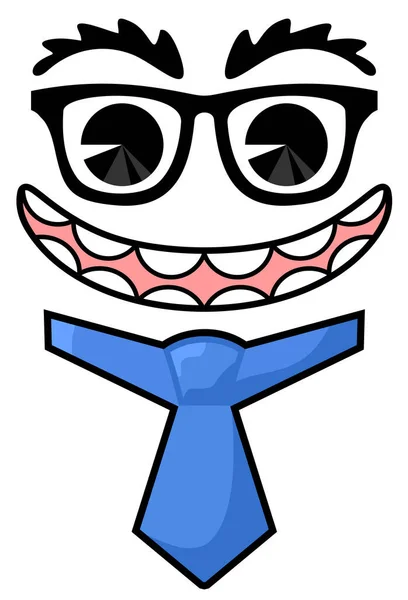 Die Figur Mit Brille Und Krawatte Vektorillustration Auf Weißem Hintergrund — Stockvektor