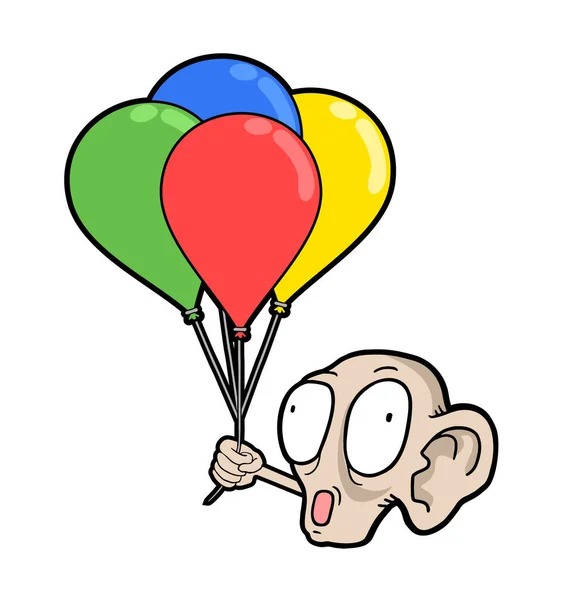 Rosto Feliz Com Balões Ilustração Vetorial — Vetor de Stock