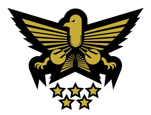 Aquila Ali Emblema Distintivo Illustrazione Vettoriale — Vettoriale Stock